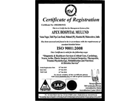 Apex Hospitals Mulund Certification